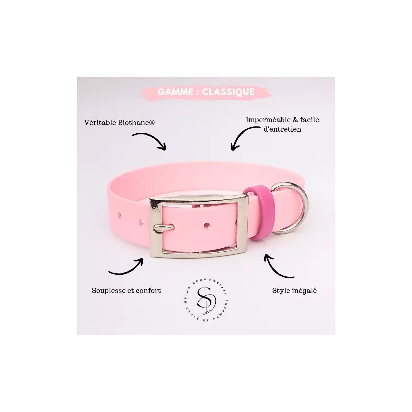 Ensemble collier en biothane rose Barbapapa  et laisse (2ème démarque -25% au lieu de 15%)