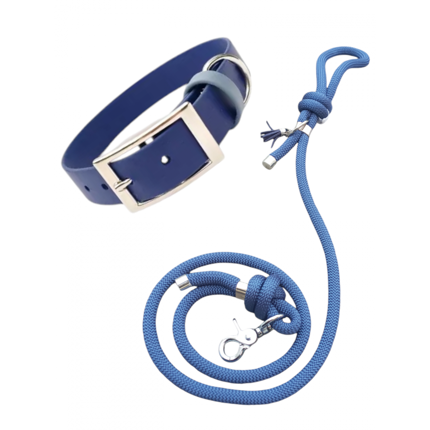 Collier en Biothane   Bleu Marine et sa laisse (2ème démarque -25% au lieu de 15%)